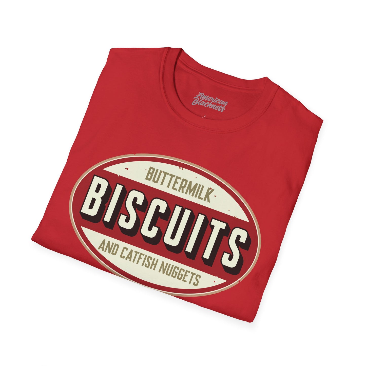 Biscuits & Catfish Nuggets T-Shirt — "Fried, Just Like Democracy" Retro Logo