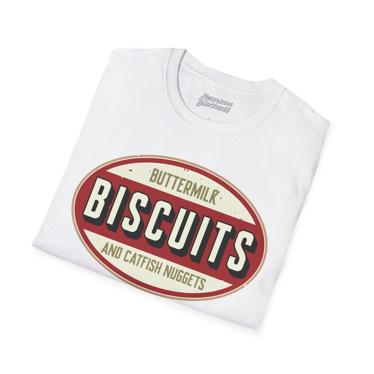 Biscuits & Catfish Nuggets T-Shirt — "Fried, Just Like Democracy" Retro Logo