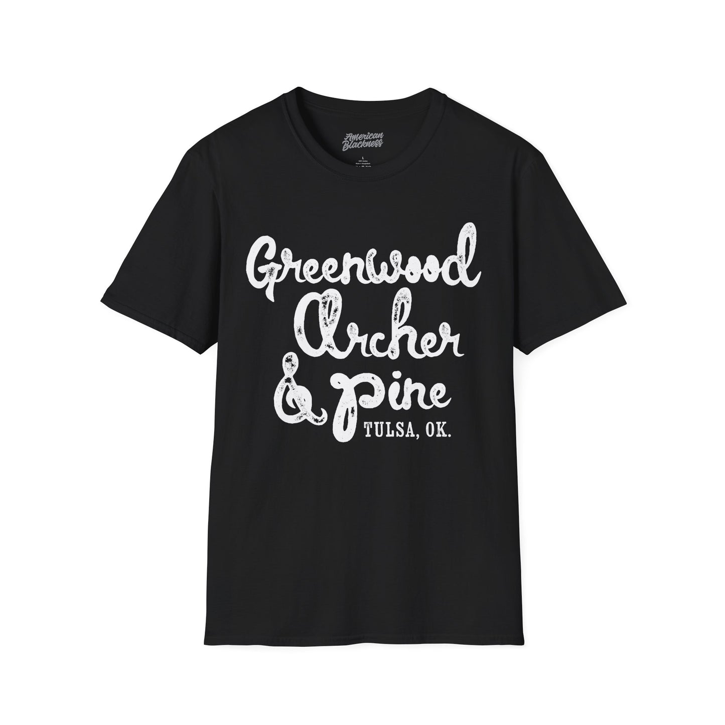 Greenwood Archer & Pine Tee — Tulsa, OK Vintage Script T-Shirt