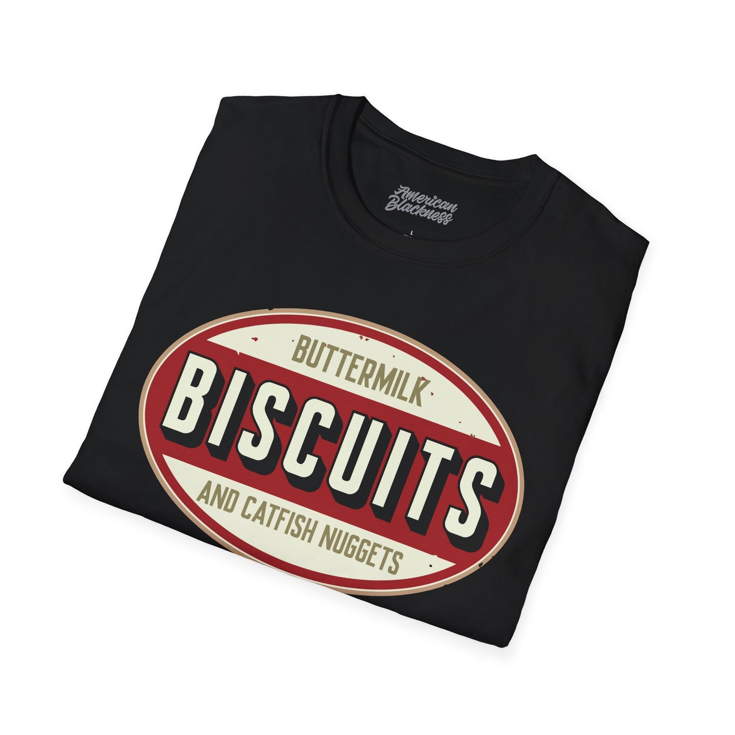 Biscuits & Catfish Nuggets T-Shirt — "Fried, Just Like Democracy" Retro Logo