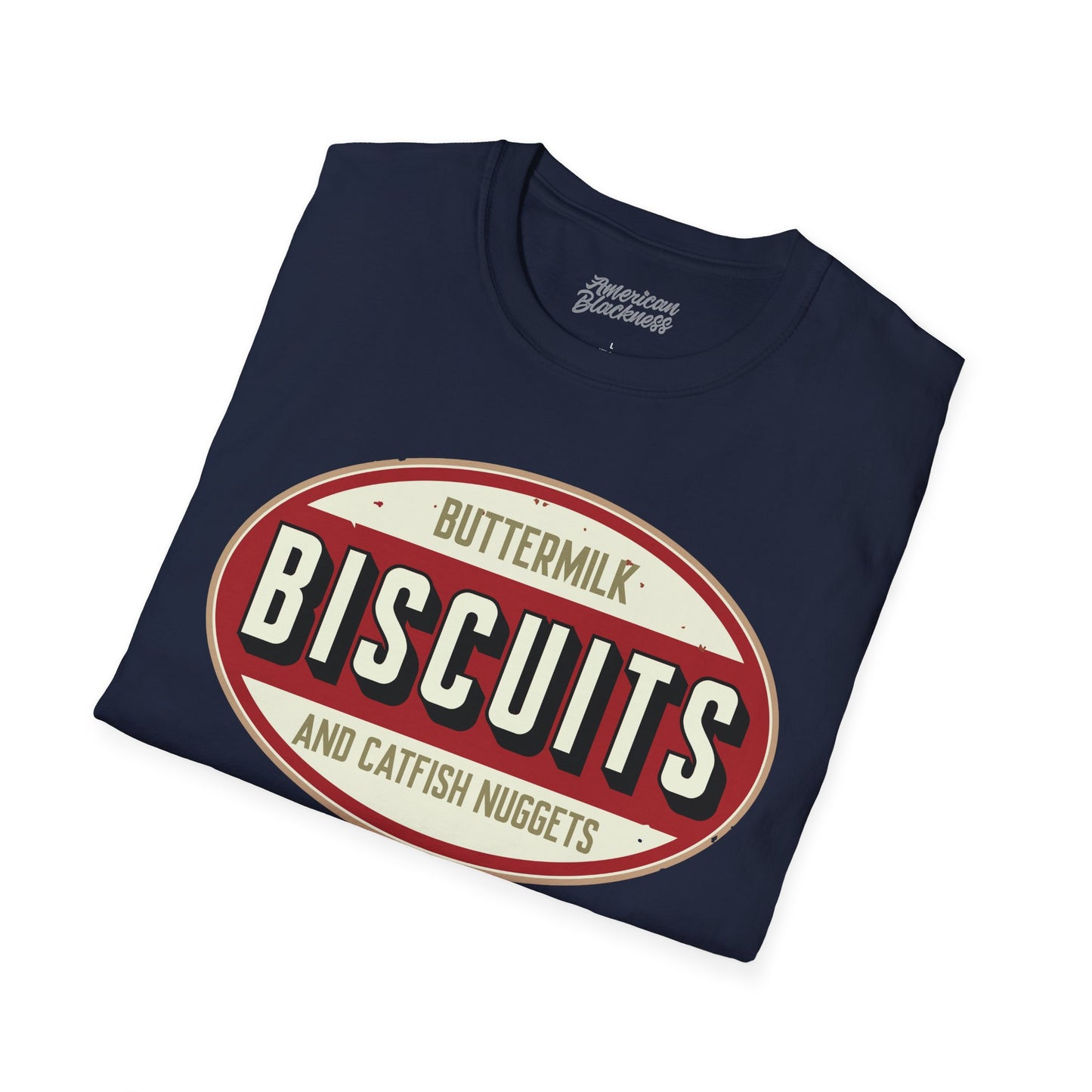 Biscuits & Catfish Nuggets T-Shirt — "Fried, Just Like Democracy" Retro Logo
