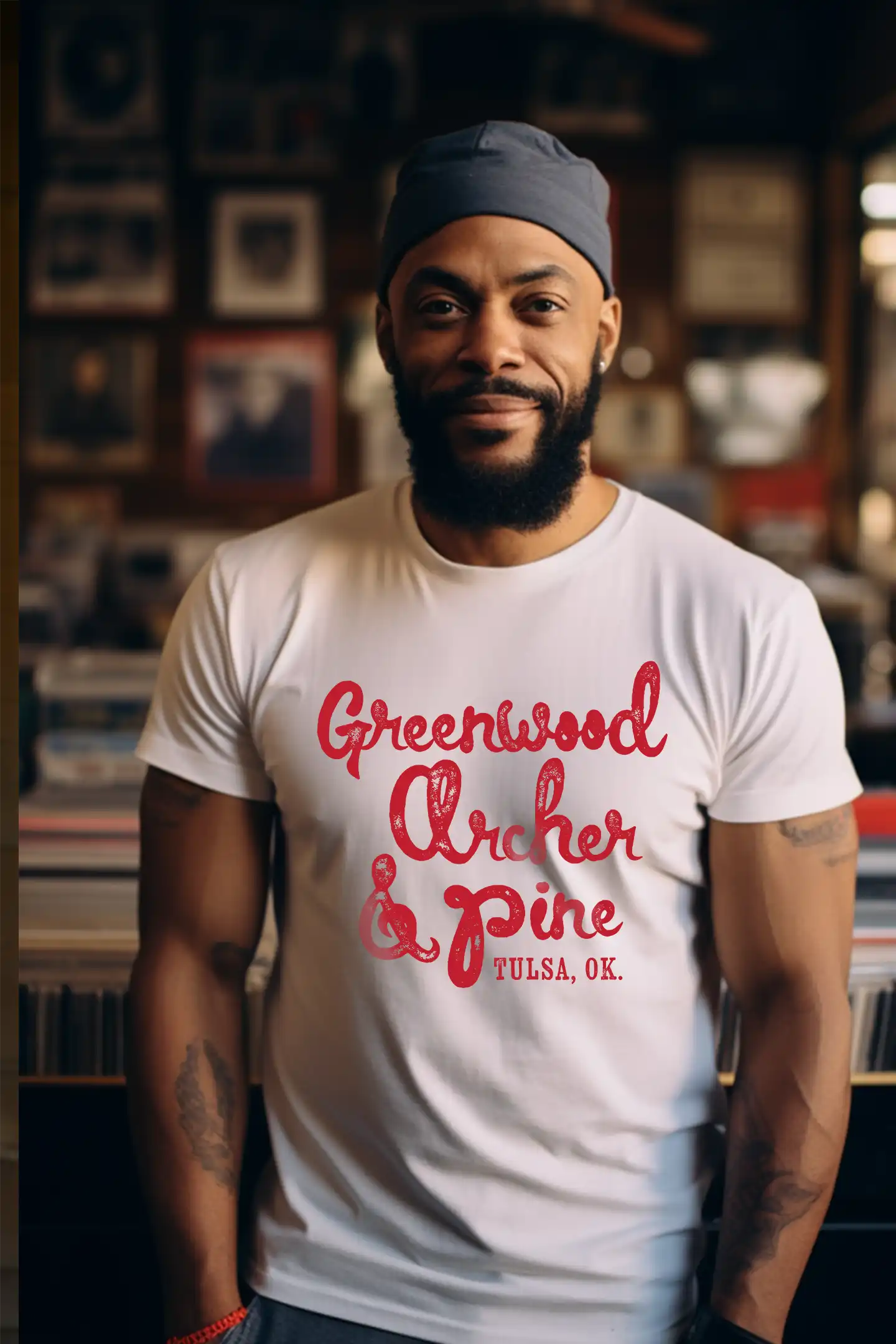 Greenwood Archer & Pine Tee Black Wallstreet