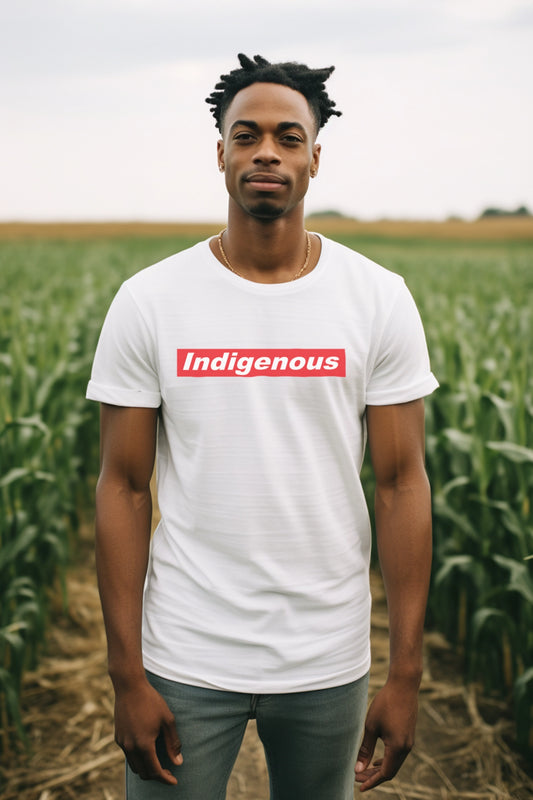 indigenous Graphic T‑Shirt — Bold Red Box Logo Tee